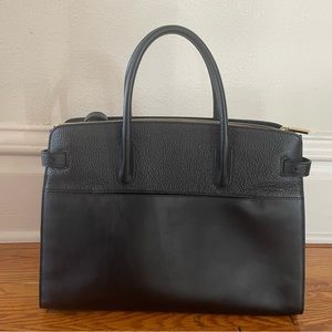 Cuyana Work Satchel. Black pebbled and smooth leather. Excellent condition.